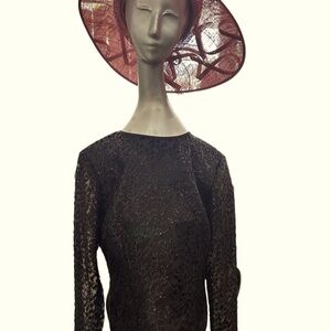 Kasper Petite Dress Size 6 Black Leaf Pattern Blouse